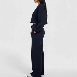 Conjunto Deportivo de Dos Piezas para Mujer, Chaqueta de Poliéster/Algodón con Cierre Completo y Cinta en Contraste, Pantalones Deportivos de Pierna Recta, para Entrenamiento de Invierno y Jogging - Product Image 4