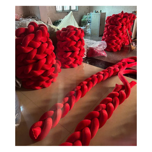 99 Gold Data Catarina Red Cotton Fabric Ball Garland Backdrop Handmade Customizable Size <b>Bead</b> Chain for Christmas Wedding Home - Product Image 3