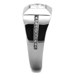 TK1916 High Polished Stainless Steel <b>Ring</b> with AAA Grade Clear CZ Dishes & <b>Plates</b> - Product Image 4