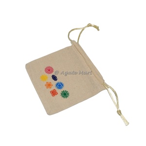 Bolsa con cordón de algodón con siete símbolos de Chakra, técnica de cristal pulido, estilo Feng Shui, regalo de negocios de boda, artesanías de cristal antiguas - Product Image 1