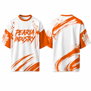 Camiseta de Fútbol Blanca y Naranja de Manga Corta, Personalizable con Estampado, para Aficionados - Product Image 1