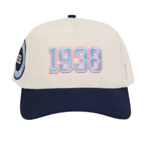 สีขาว สีน้ำเงินกรมท่า 1938 หมวกแก๊ปแบบมีซับในผ้าซาติน หมวกเบสบอลแบบปรับได้ หมวกแก๊ปสตรีทแวร์แบบลำลอง เครื่องประดับศีรษะ เครื่องประดับแฟชั่น - Product Image 1
