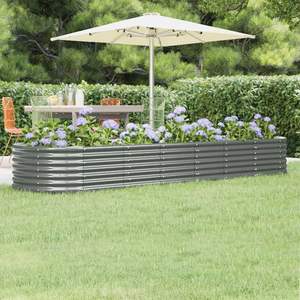 Jardinera Elevada Extra Grande de Acero Reforzado con Recubrimiento en Polvo Gris, Macetas y Jardineras Premium - Product Image 1