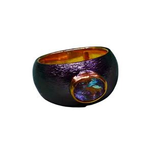 Gemvanity SR888 Women's 925 Sterling Silver Blue Topaz <b>Ring</b> Classic Style Gold Plated for Weddings and Parties - Product Image 1