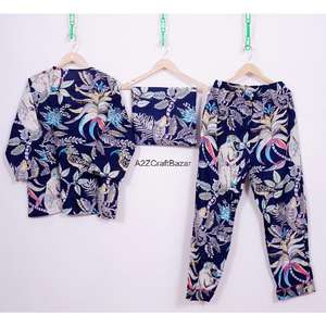 Conjunto de Pijama para Mujer, Hecho a Mano, con Estampado Floral Romántico, Manga Tres Cuartos, Cuello en V, Cintura Elástica, Suave, Transpirable y de Secado Rápido - Product Image 5