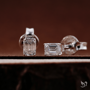 Emerald Cut Lab Grown Diamond <b>Stud</b> Earrings Prong Set IGI Certified 925 <b>Sterling</b> <b>Silver</b> Everyday Jewelry - Product Image 4