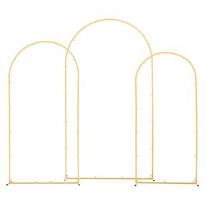 Set di 3 Supporti ad Arco in Metallo Dorato con Struttura Stabile e Facile Montaggio, 7.2/6.6/6ft, per Matrimoni e Compleanni - Product Image 1