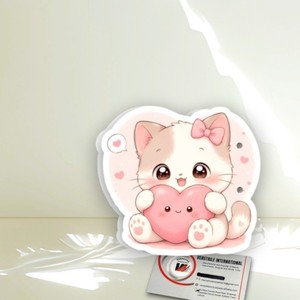 Palette d'extensions de cils magnétique en acrylique, motif chat élégant, cœur rose, fleur diamant, écologique, marque privée - Product Image 1