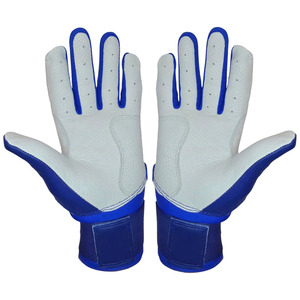 ถุงมือเบสบอลหนังสีน้ำเงินขาว ระบายอากาศได้ดี ฝ่ามือนุ่ม จับกระชับมือ กันลื่น สายรัดข้อมือปรับได้ รับทำโลโก้ตามสั่ง OEM สำหรับฝึกซ้อม - Product Image 4