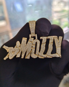 Colgante Personalizado de Lujo con Inicial de Letra, Chapado en Oro de 18K, con Moissanita Totalmente Engastada, de Plata 925, Estilo Rapper, de Moda - Product Image 5