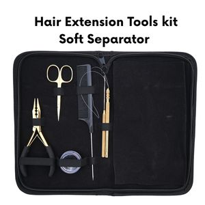 Kit d'outils pour extensions capillaires : Pince à sertir à trois trous, crochet à boucle, aiguilles courbées, boîte à perles, peigne de sectionnement, pinces, ciseaux, pince à cheveux - Product Image 5