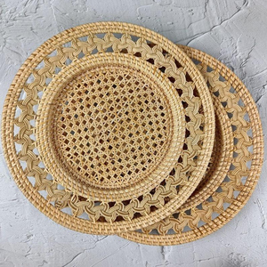 Handwoven Scalloped Charger <b>Plate</b> Boho Rattan Charger <b>Plates</b> for Table Decoration Handmade Placemat From Vietnam Factory - Product Image 4
