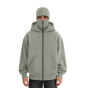 Sudadera con capucha y cremallera completa, unisex, de forro polar, cálida, con máscara incorporada, estilo urbano, proveedor de fábrica OEM - Product Image 1