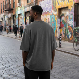 Camisetas de Hombre de Lujo con Efecto Desgastado, 100% Algodón, Alta Calidad, Lavado Ácido, Corte Holgado, Hombros Caídos, Estilo Hip Hop, Ecológicas - Product Image 5