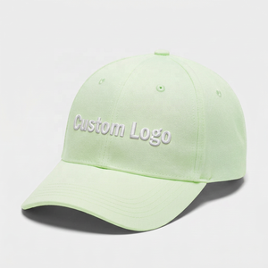 Classic Ball Custom Logo Embroidered 6-Panel Baseball Cap Light <b>Green</b> Cotton Unisex Adjustable Casual Spring Summer <b>Hat</b> - Product Image 1