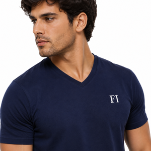 T-shirts pour hommes en gros à col en V, coton premium, coupe ajustée, vêtements décontractés personnalisés, OEM ODM, fournisseur de vêtements en gros sous marque privée, États-Unis - Product Image 3