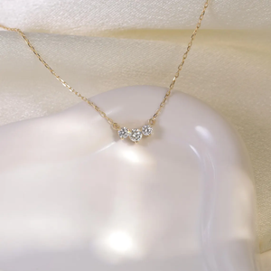 14K Solid Gold Lab Diamond Classic Trio Diamond <b>Necklace</b> Dainty Diamond <b>Necklace</b> <b>Triple</b> Sparkling Gemstone <b>Necklace</b> Jewelry Gift - Product Image 6