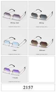 2157 New Fashion Luxury Gradient Rimless Metal Diamond Cut Frame Women Men Lentes De Sol Designer Custom Vintage <b>Sunglasses</b> 2025 - Product Image 3