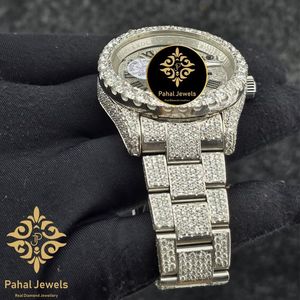 นาฬิกาเพชรหรูสำหรับผู้หญิง Pahal Jewels ตัวเรือนสแตนเลสขนาด 41 มม. กระจกแซฟไฟร์ แสดงวันที่แบบอนาล็อก ควอตซ์ สายพับขนาด 18 มม. - Product Image 5