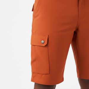 Shorts cargo personnalisés pour hommes en lin/coton, style urbain, respirants, taille élastique, motif uni sur le devant, service OEM - Product Image 6