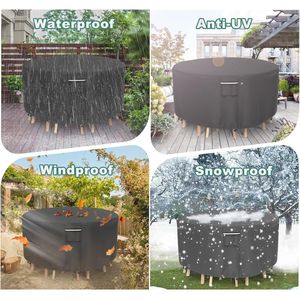 Copertura per Mobili da Giardino Rotonda Resistente all'Acqua e ai Raggi UV in 500D, per Tavoli e Sedie da Esterno, Diametro 62 Pollici - Product Image 2