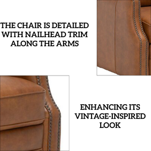 Sillón Clásico de Cuero Marrón con Detalles de Tachuelas y Botones, para Sala de Estar - Product Image 3