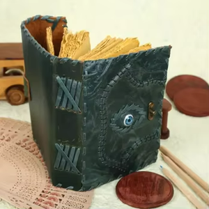 Vintage Hocus Pocus Spellbook Diary Evil Eye Witch Props Hardbound Leather Journal <b>Notebook</b> Horror <b>Blank</b> Gift Idea - Product Image 2