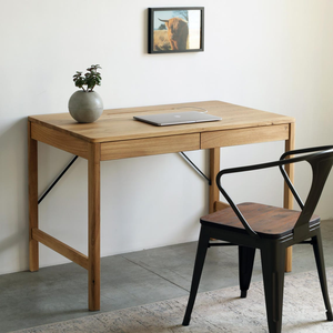 Bureau d'écriture artisanal en noyer et hêtre, style moderne du milieu du siècle, bureau d'ordinateur en bois massif pour la maison ou le bureau, avec tiroirs - Product Image 3
