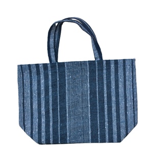 Bolsa de Yute Reutilizable 100% Ecológica, Hermoso Diseño a Rayas Azul y Blanco, Logotipo Personalizado, Asa Personalizada, Cualquier Tamaño, Exportación Directa - Product Image 3