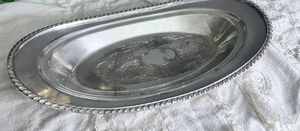 Plat de service ovale vintage plaqué argent, centre décoratif gravé avec bordure en corde pour hôtel et décoration intérieure - Product Image 5