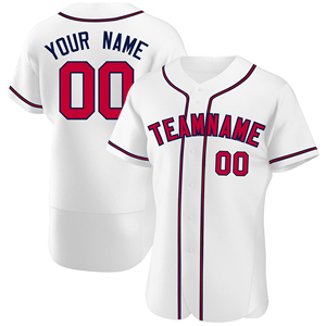 Maillot de baseball personnalisé à manches courtes, motif imprimé, grande taille, respirant, en polyester, brodé, boutonné, style vintage, blanc, uniforme de softball - Product Image 2