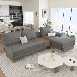 Divano Componibile a L da 114 Pollici per Soggiorno con Chaise Longue Reversibile, Due Porte USB, Due Prese di Corrente e un Cassetto Portaoggetti - Product Image 1