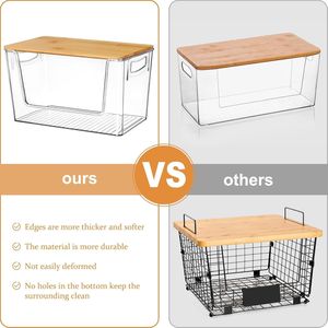 Set di 2 Contenitori Trasparenti con Coperchio in Bambù, Grande Capacità, Organizzatore per Dispensa, Porta Sacchetti Sotto Lavello - Product Image 5