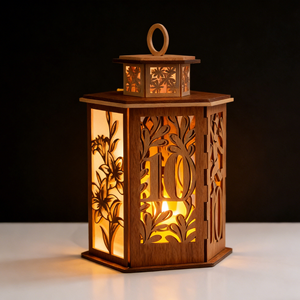 Lampes en bois personnalisées, classiques, écologiques, découpées au laser, à motif floral, veilleuses, lanternes, porte-bougies, pour festivals, Noël, MULTI - Product Image 1