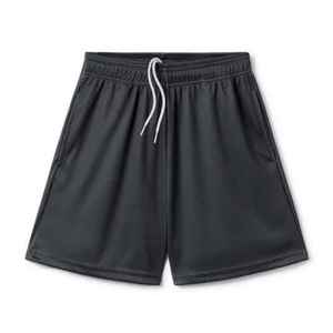 Pantalones Cortos Deportivos Casuales Transpirables para Hombre, Negros, de Malla Sólida, con Cintura Elástica y Cordón Ajustable - Product Image 1