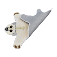 Tapis moderne en laine tuftée à la main en forme d'ours polaire, contour sculpté avec précision, écologique, adapté aux animaux domestiques, antidérapant, pour enfants