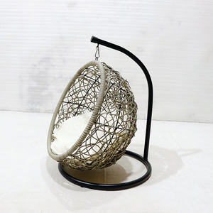 Rattan Metal Hanging Pet <b>Chair</b> Breathable Woven Egg Swing Bed with Stand and Cushion - Product Image 4