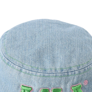 AKA Denim Green Stitch Boonie <b>Hat</b> <b>Light</b> Blue Denim Wide Brim Adjustable Cotton Outdoor Cap Casual Fashion Headwear for Men Women - Product Image 5