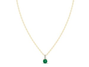 Colliers pendentifs en or blanc 14 carats de qualité supérieure REYES avec moissanite certifiée GRA et émeraude, prix de gros - Product Image 5