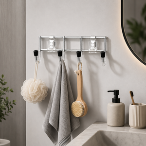 Wall Mounted Coat Rack Metal <b>Over</b> the <b>Door</b> <b>Hook</b> Organizer 4 <b>Hook</b> Entryway Storage Rack - Product Image 2