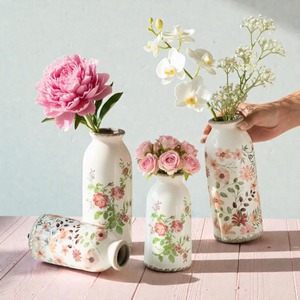 Fantástico Florero de Cerámica con Diseño Floral Shabby Chic, Decoración de Mesa de 8-16 Pulgadas, Esmalte Pintado, Exquisito y Duradero - Product Image 5