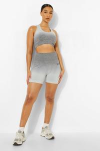 Conjunto Deportivo de Punto para Mujer, Top Corto y Pantalones Cortos por Encima de la Rodilla, Color Sólido, Transpirable, para Gimnasio, Yoga - Product Image 3