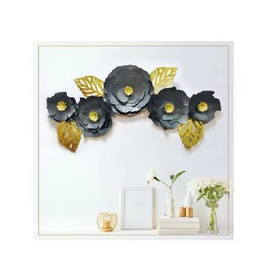 Sculpture murale en métal très demandée, design floral, rectangle, décoration intérieure, ensemble d'art pour salon - Product Image 3