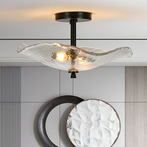 Ceiling <b>Light</b> Fixtures Indoor Outdoor Flush Mount with Water Ripple Glass <b>Shade</b> for Hallway <b>Kitchen</b> Bedroom Porch - Product Image 1