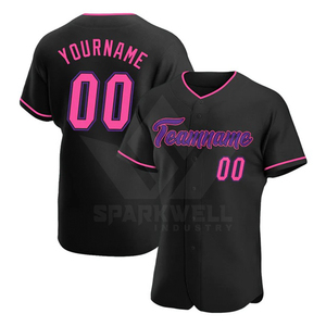 Maillot de baseball personnalisé pour femme, violet et noir, col en V, manches courtes, sublimé, respirant, en polyester, ajusté, uniforme d'équipe personnalisé - Product Image 5