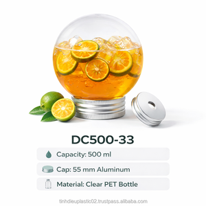 ขวด PET ทรงหลอดไฟ ขนาด 500 มล. พร้อมฝาเกลียวอะลูมิเนียม คอขวด 55 มม. สำหรับเครื่องดื่ม น้ำผลไม้ นม ชา - Product Image 1