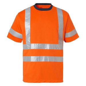 Camiseta de Trabajo de Alta Visibilidad para Hombre, Nueva Llegada, Color Naranja, con Franjas Reflectantes, Manga Corta - Product Image 4