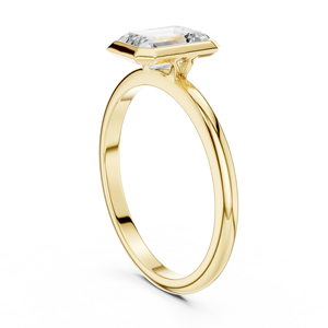 Bague de fiançailles solitaire en or jaune sertie de diamants de laboratoire taille émeraude pour femme, bijoux fins - Product Image 3