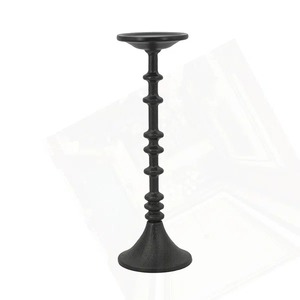 Decorative Antique Style Modern Black Iron Candlestick Holder With Ribbed Design For Home Decoration - Product Image 1