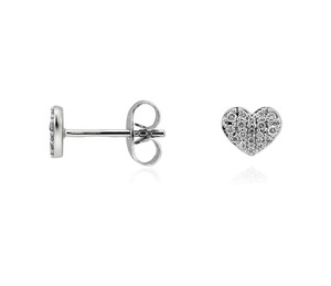 Boucles d'oreilles en diamant de laboratoire en forme de cœur en platine - Product Image 1